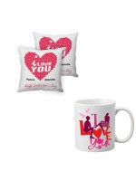 I love You 2 Cushion With Free Love You Mug 